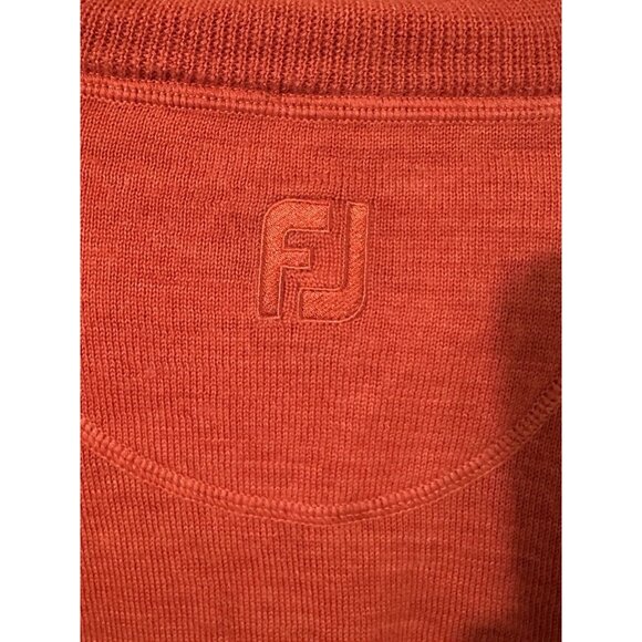 Foot Joy FJ  Men’s Med Zip Long Sleeve 100% Wool Pullover Sweater Burnt Orange - Picture 3 of 7
